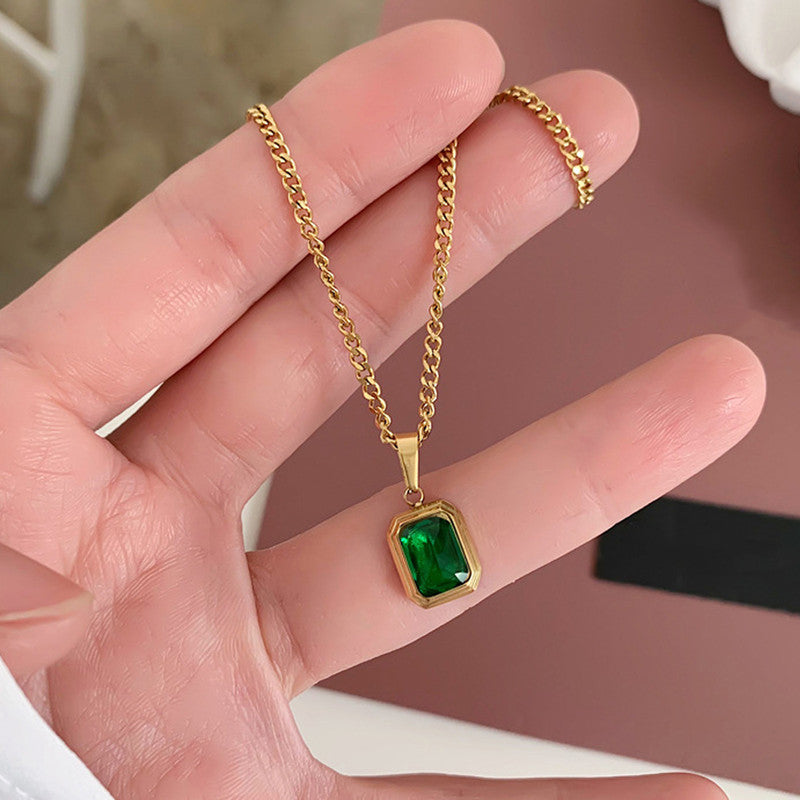 Jewels Galaxy Gold-Plated Anti Tarnish Green Geometric Pendant