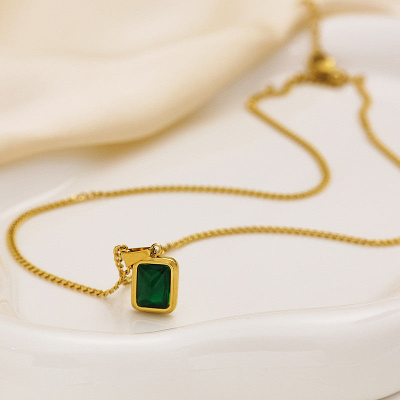 Jewels Galaxy Gold-Plated Anti Tarnish Green Geometric Pendant