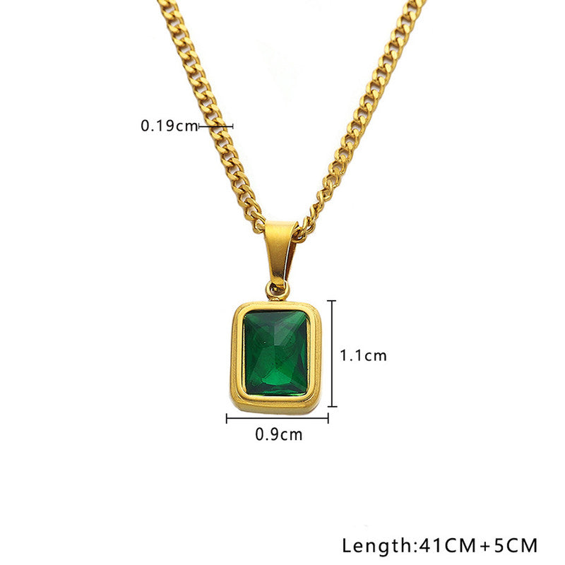 Jewels Galaxy Gold-Plated Anti Tarnish Green Geometric Pendant