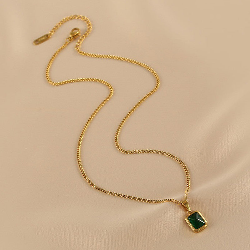 Jewels Galaxy Gold-Plated Anti Tarnish Green Geometric Pendant