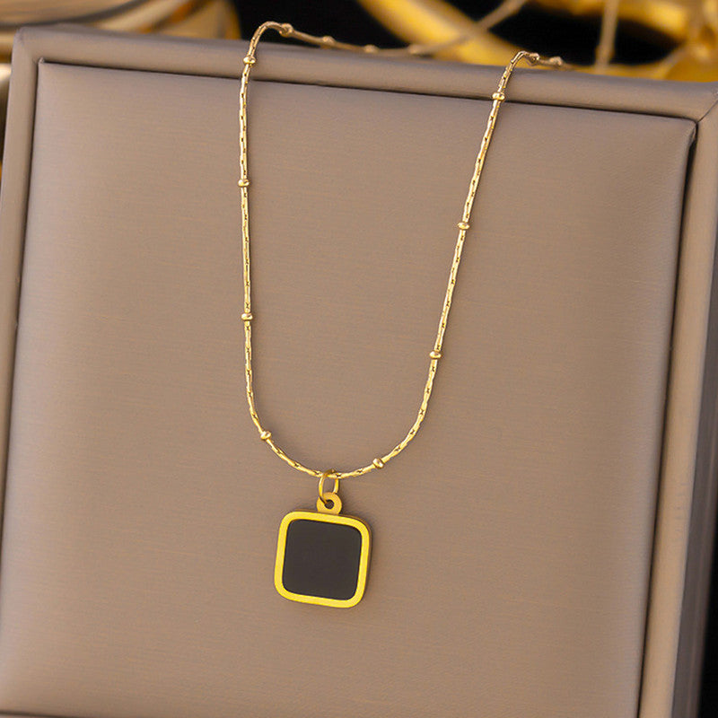 Jewels Galaxy Gold-Plated Anti Tarnish Black Geometric Pendant