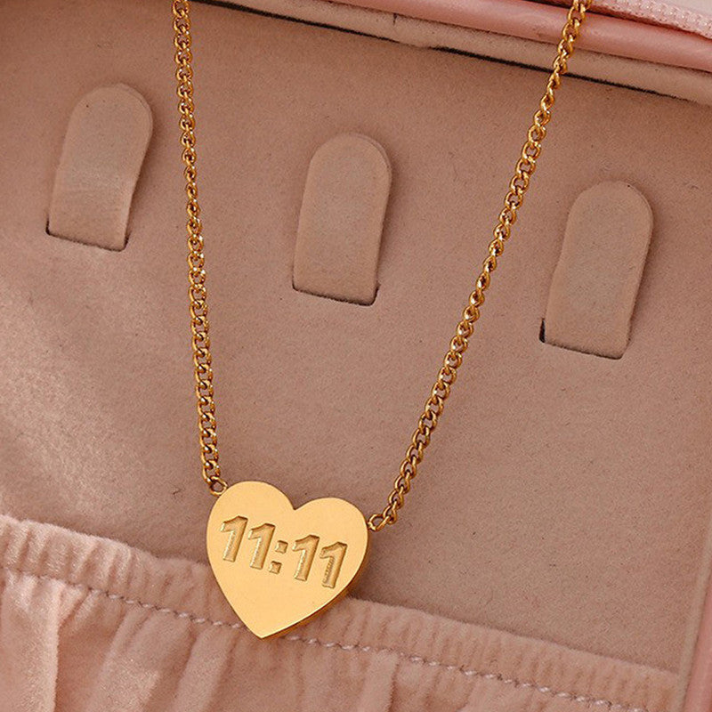 Jewels Galaxy Gold-Plated Anti Tarnish 11:11 Heart Themed Angel Make a Wish Pendant