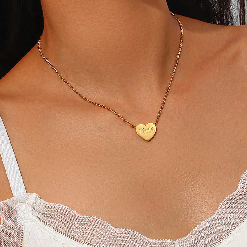 Jewels Galaxy Gold-Plated Anti Tarnish 11:11 Heart Themed Angel Make a Wish Pendant