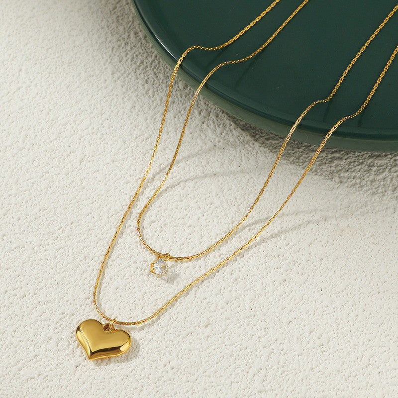 Jewels Galaxy Gold-Plated Anti Tarnish Heart Themed Layered Pendant