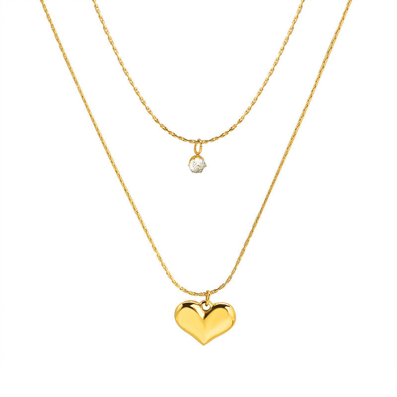 Jewels Galaxy Gold-Plated Anti Tarnish Heart Themed Layered Pendant