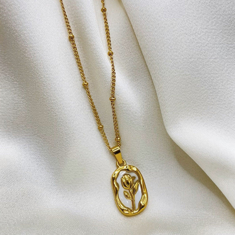 Jewels Galaxy Gold Plated Anti Tarnish Rose Themed Pendant