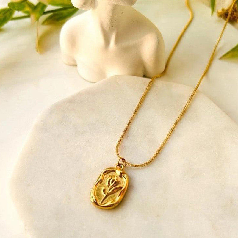 Jewels Galaxy Gold Plated White Anti Tarnish Rose Themed Pendant