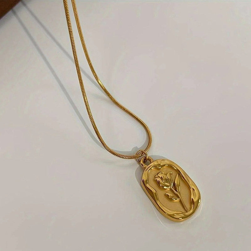 Jewels Galaxy Gold Plated White Anti Tarnish Rose Themed Pendant