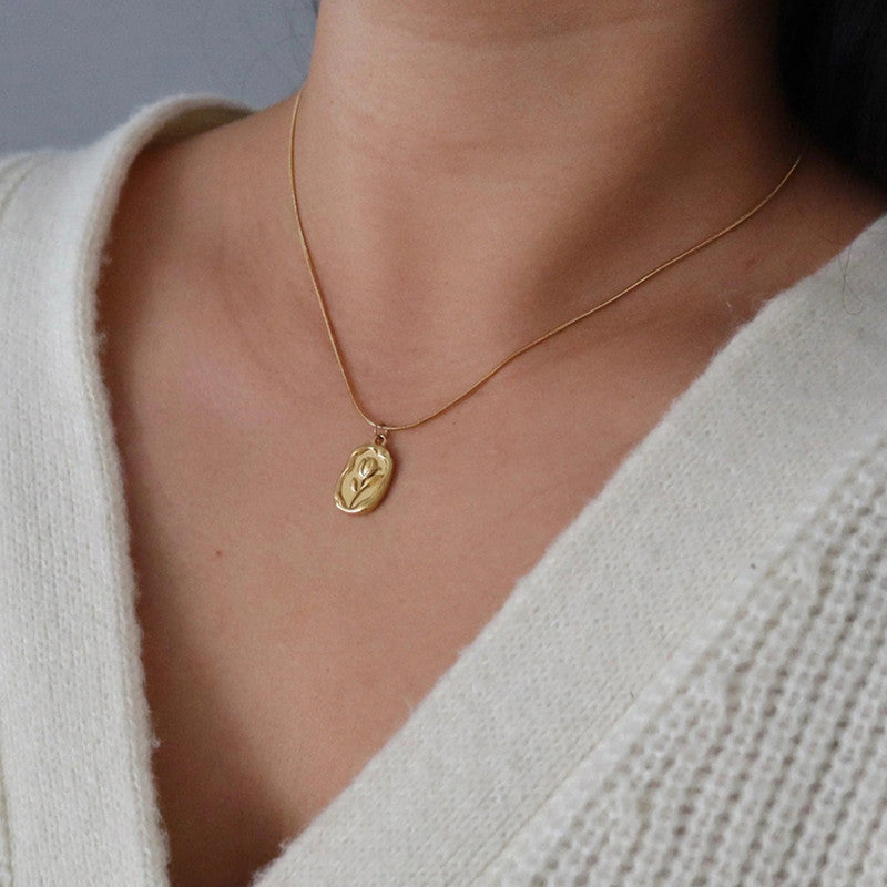 Jewels Galaxy Gold Plated White Anti Tarnish Rose Themed Pendant