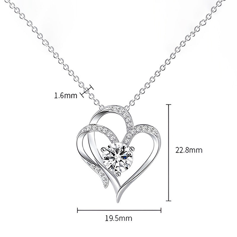 Jewels Galaxy Silver Plated Anti Tarnish American Diamond Studded Heart Themed Pendant