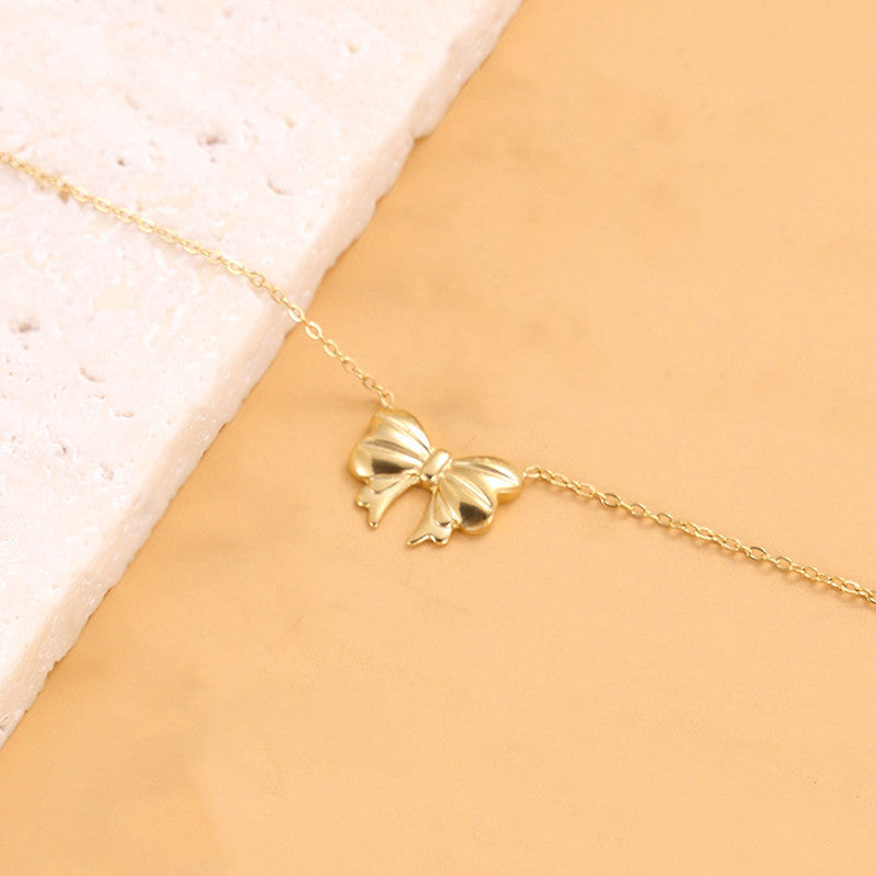 Jewels Galaxy Gold-Plated Anti Tarnish Bow Pendant
