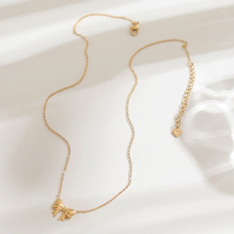 Jewels Galaxy Gold-Plated Anti Tarnish Bow Pendant