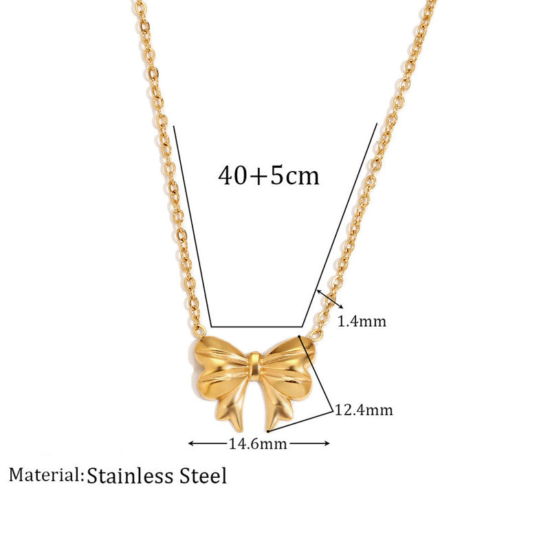 Jewels Galaxy Gold-Plated Anti Tarnish Bow Pendant