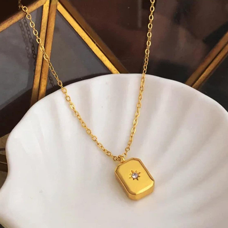 Jewels Galaxy Gold-Plated Anti Tarnish Gold-Toned Star themed Geometric Pendant