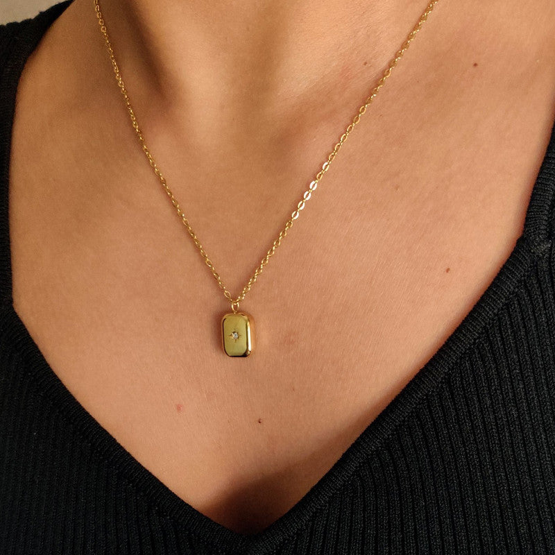 Jewels Galaxy Gold-Plated Anti Tarnish Gold-Toned Star themed Geometric Pendant