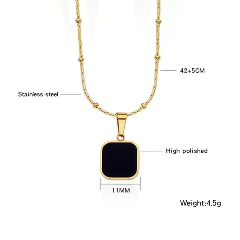 Jewels Galaxy Gold-Plated Anti Tarnish Black Geometric Pendant