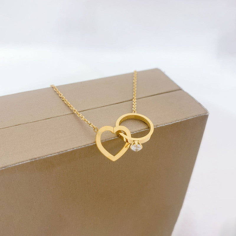 Jewels Galaxy Gold Plated Stainless Steel Anti Tarnish Heart Themed Pendant For Women