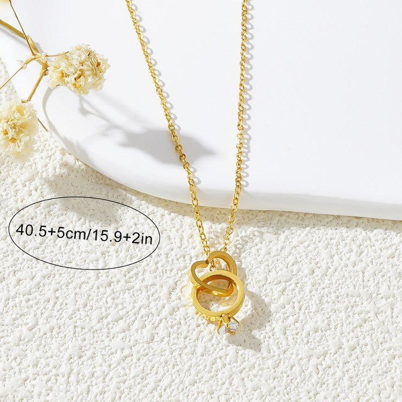 Jewels Galaxy Gold Plated Stainless Steel Anti Tarnish Heart Themed Pendant For Women
