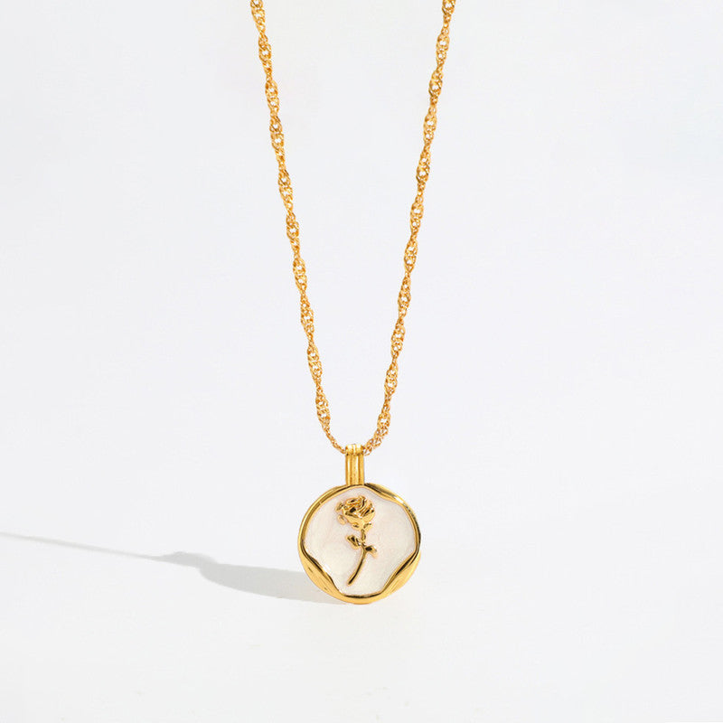 Jewels Galaxy Gold Plated Anti Tarnish Stainless Steel Rose Themed Pendant