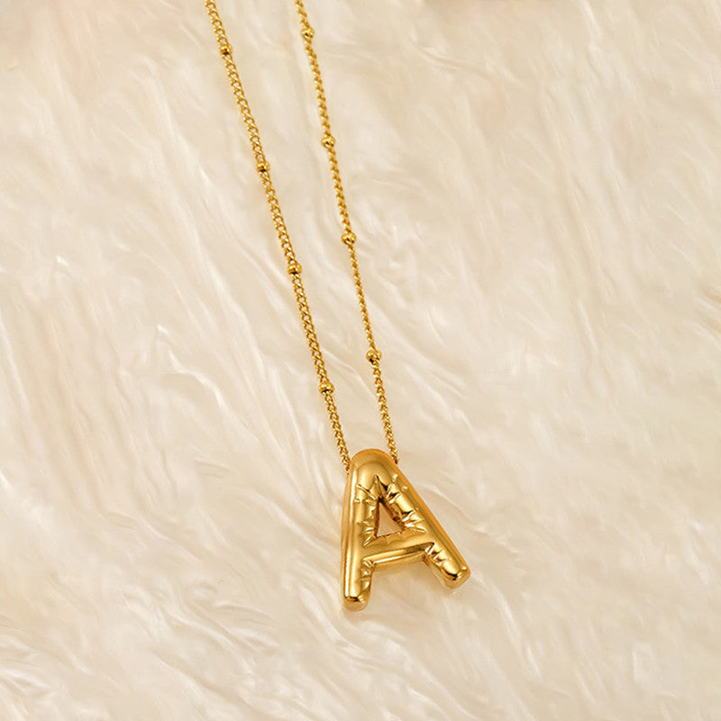 Jewels Galaxy Gold Plated Anti Tarnish Stainless Steel Alphabetical Pendant