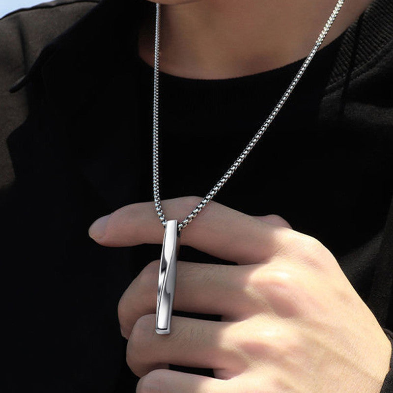 Jewels Galaxy Gold Plated Stainless Steel Anti Tarnish Twisted Bar Shaped Pendant For Men