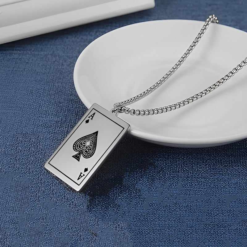 Jewels Galaxy Silver Plated Stainless Steel Anti Tarnish Ace of Spades Stylish Contemporary Pendant
