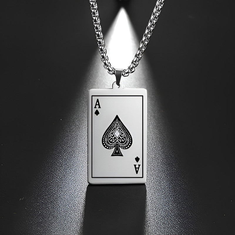 Jewels Galaxy Silver Plated Stainless Steel Anti Tarnish Ace of Spades Stylish Contemporary Pendant