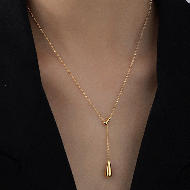 Jewels Galaxy Gold Plated Stainless Steel Anti Tarnish Teardrop Pendant