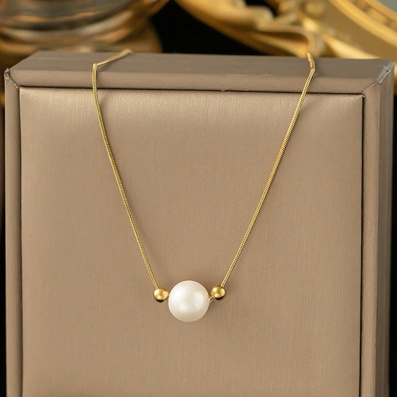 Jewels Galaxy Gold Plated Stainless Steel Anti Tarnish Pearl Pendant