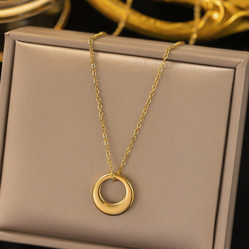 Jewels Galaxy Gold Plated Stainless Steel Anti Tarnish Geometric Circle Pendant