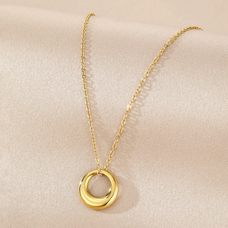 Jewels Galaxy Gold Plated Stainless Steel Anti Tarnish Geometric Circle Pendant