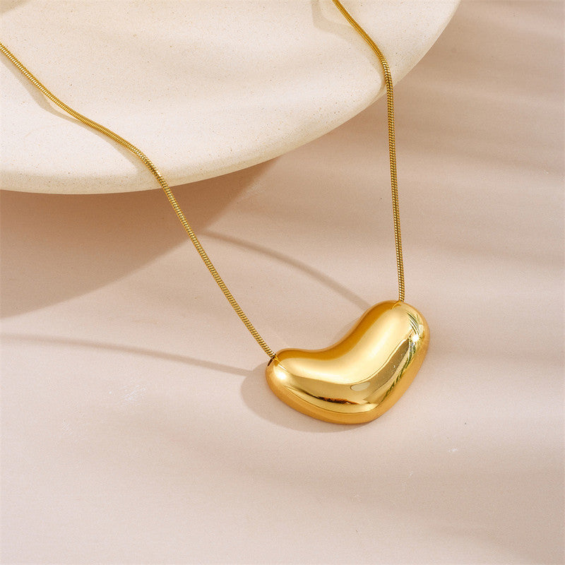 Jewels Galaxy Gold Plated Stainless Steel Anti Tarnish Golden Bean Pendant
