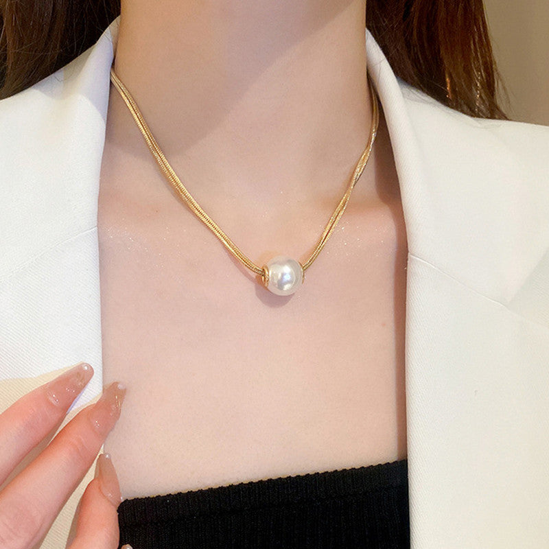 Jewels Galaxy Gold Plated Stainless Steel Anti Tarnish Pearl Studded Pendant