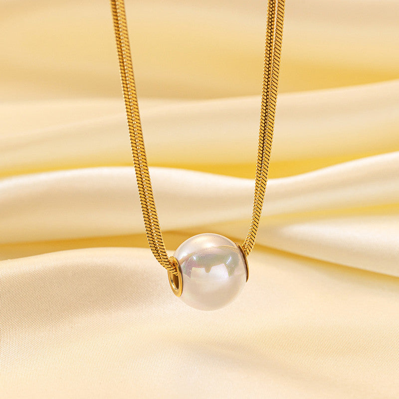 Jewels Galaxy Gold Plated Stainless Steel Anti Tarnish Pearl Studded Pendant