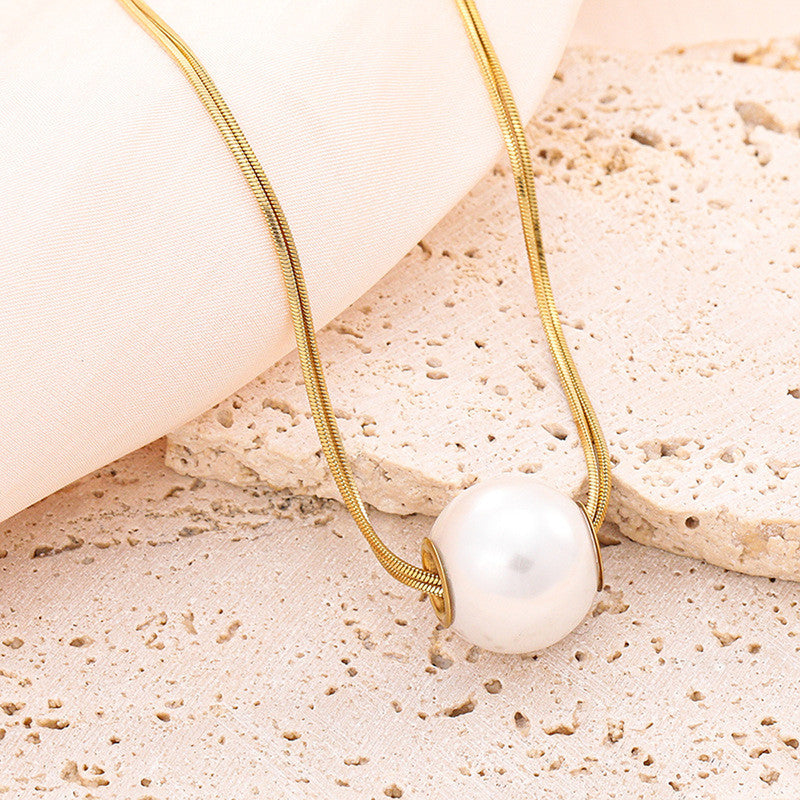 Jewels Galaxy Gold Plated Stainless Steel Anti Tarnish Pearl Studded Pendant