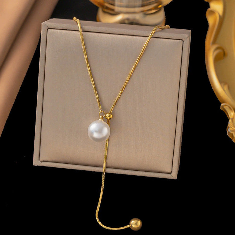 Jewels Galaxy Gold Plated Stainless Steel Anti Tarnish Pearl Studded Pendant