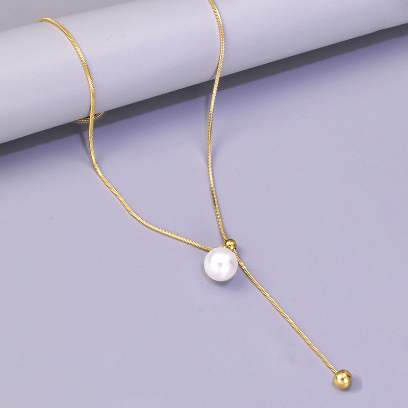 Jewels Galaxy Gold Plated Stainless Steel Anti Tarnish Pearl Studded Pendant