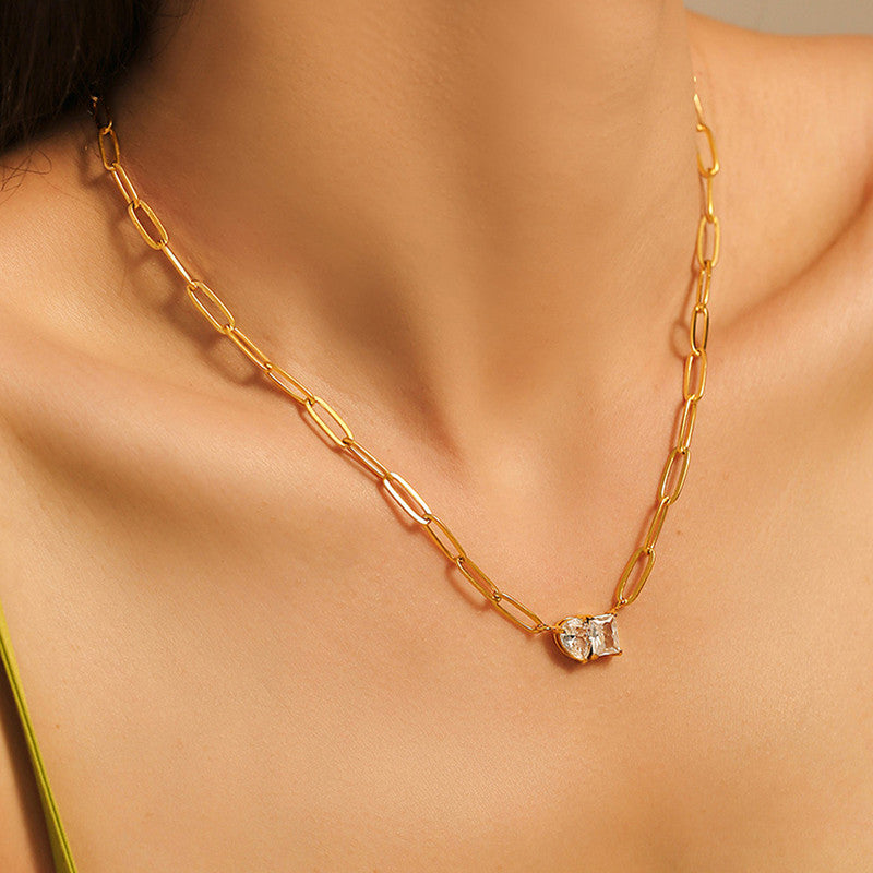 Jewels Galaxy Gold Plated Anti Tarnish Stainless Steel AD studded Contemporary Necklace
