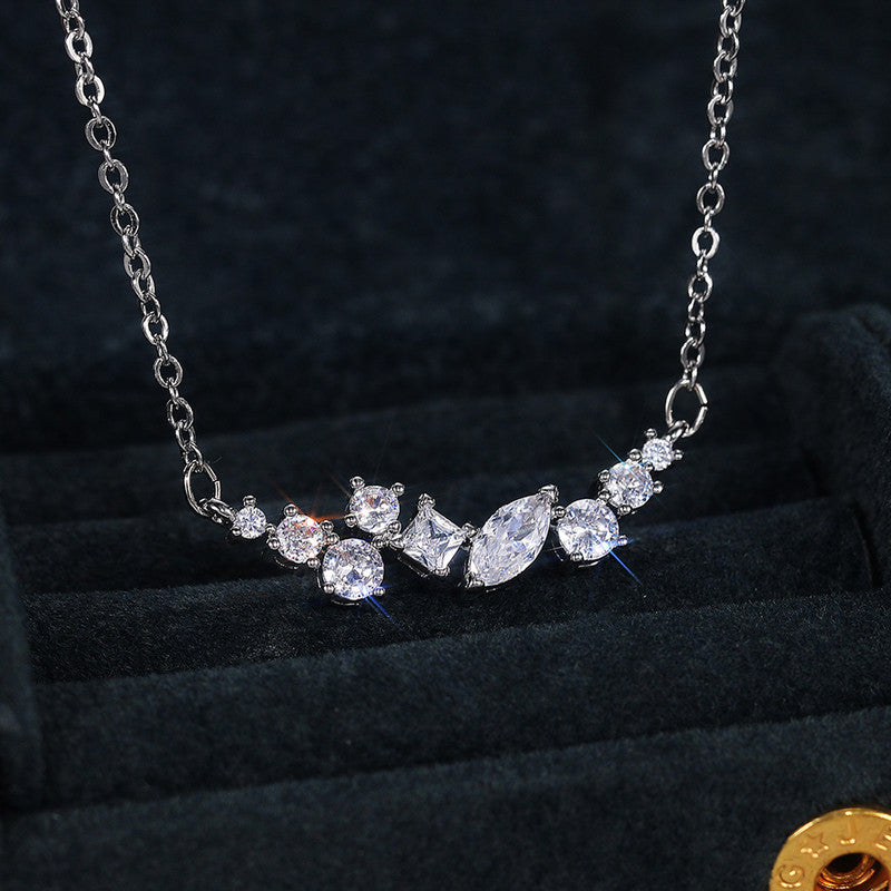 Jewels Galaxy Silver Plated American Diamond Studded Contemporary Pendant