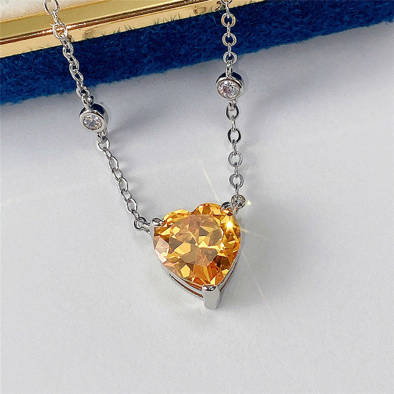 Jewels Galaxy Silver Plated American Diamond Studded Heart Shape Pendant