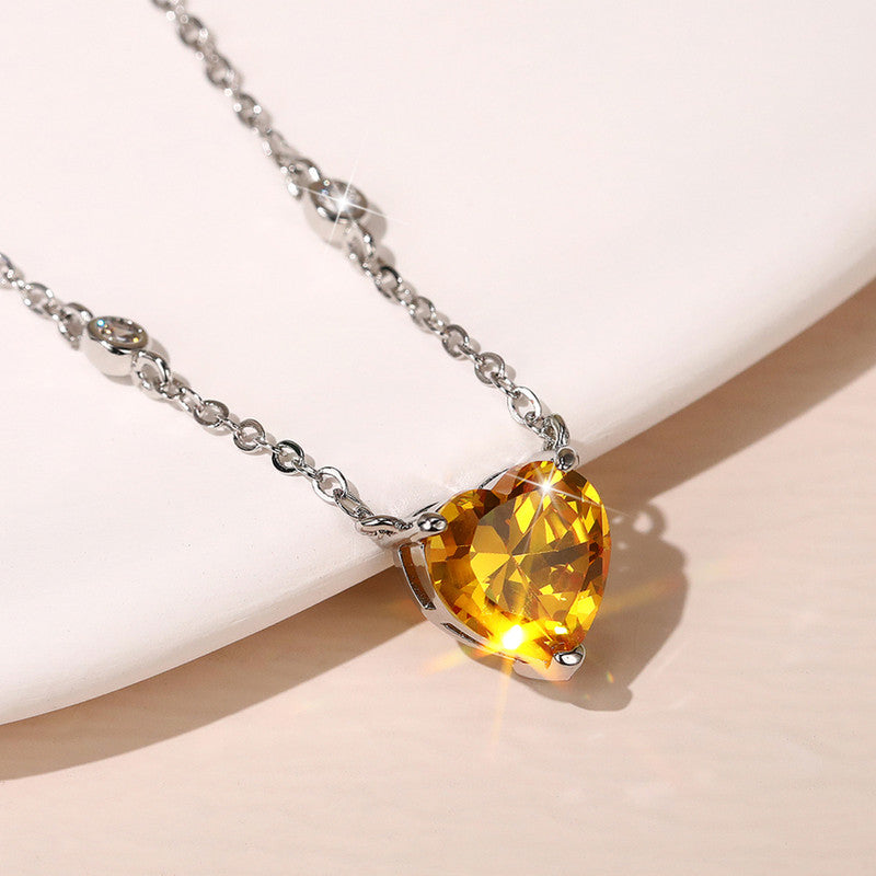 Jewels Galaxy Silver Plated American Diamond Studded Heart Shape Pendant