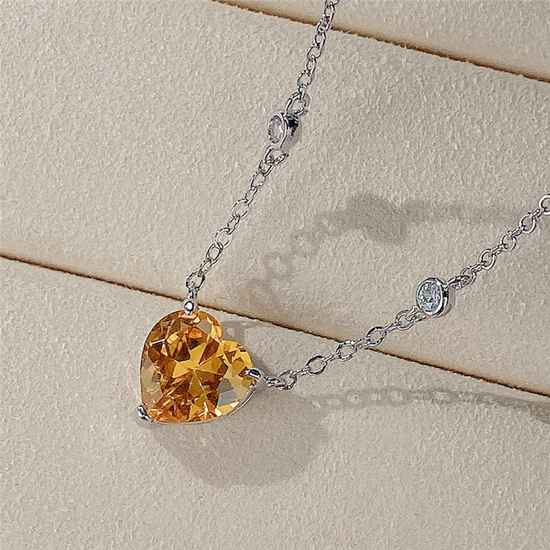 Jewels Galaxy Silver Plated American Diamond Studded Heart Shape Pendant