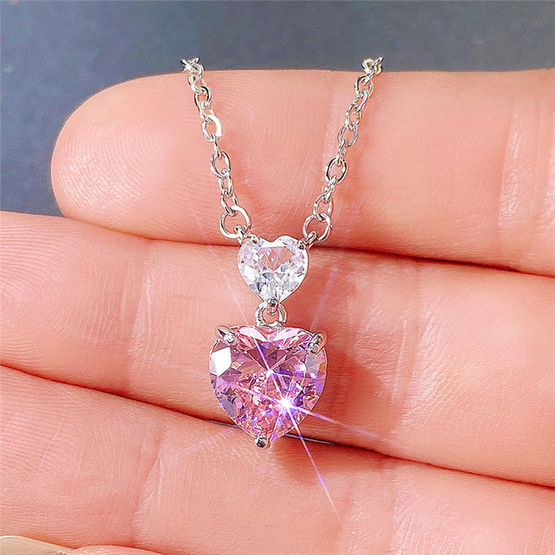Jewels Galaxy Silver Plated American Diamond Studded Heart Shape Pendant