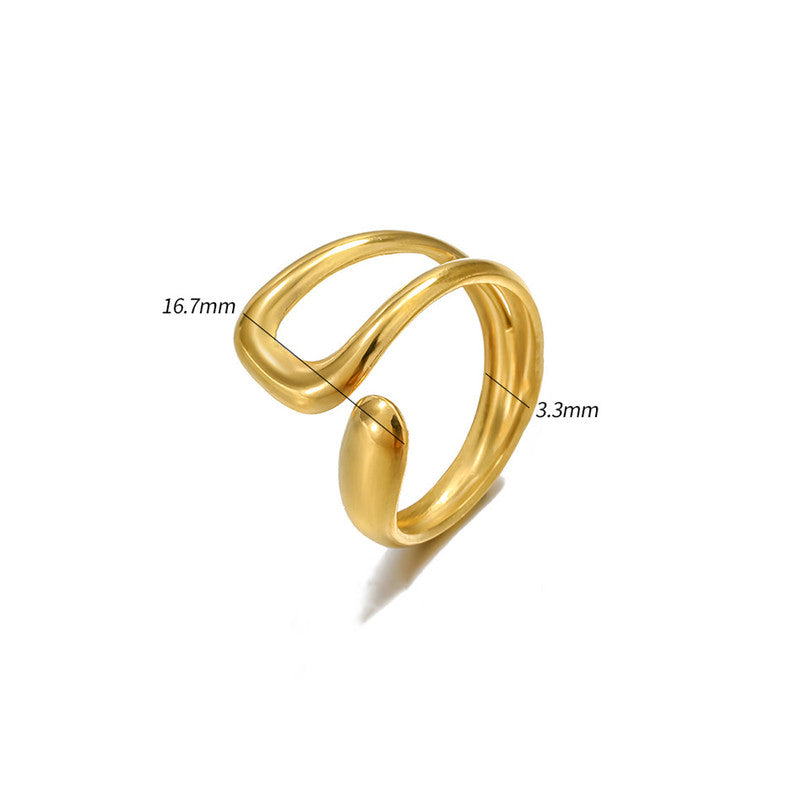Jewels Galaxy Gold Plated Anti Tarnish Stainless Steel Contemporary Adjustable Finger Ring