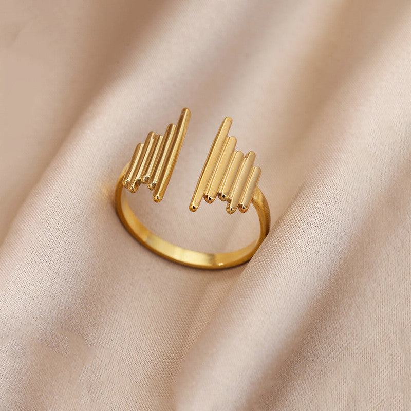 Jewels Galaxy Gold Plated Anti Tarnish Stainless Steel Contemporary Adjustable Finger Ring