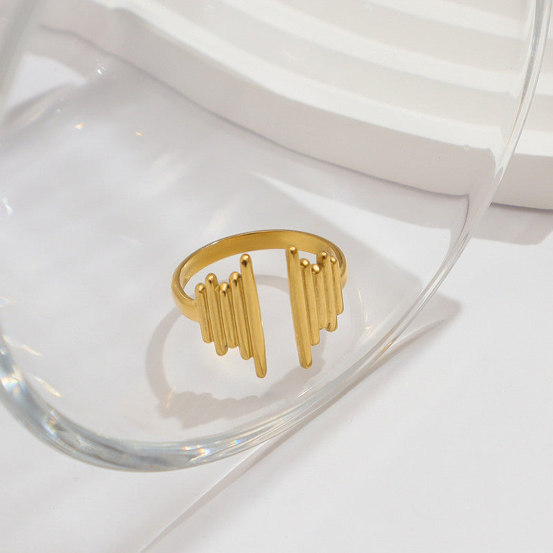 Jewels Galaxy Gold Plated Anti Tarnish Stainless Steel Contemporary Adjustable Finger Ring