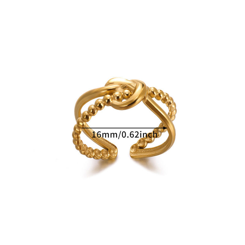Jewels Galaxy Gold Plated Anti Tarnish Stainless Steel Contemporary Adjustable Finger Ring