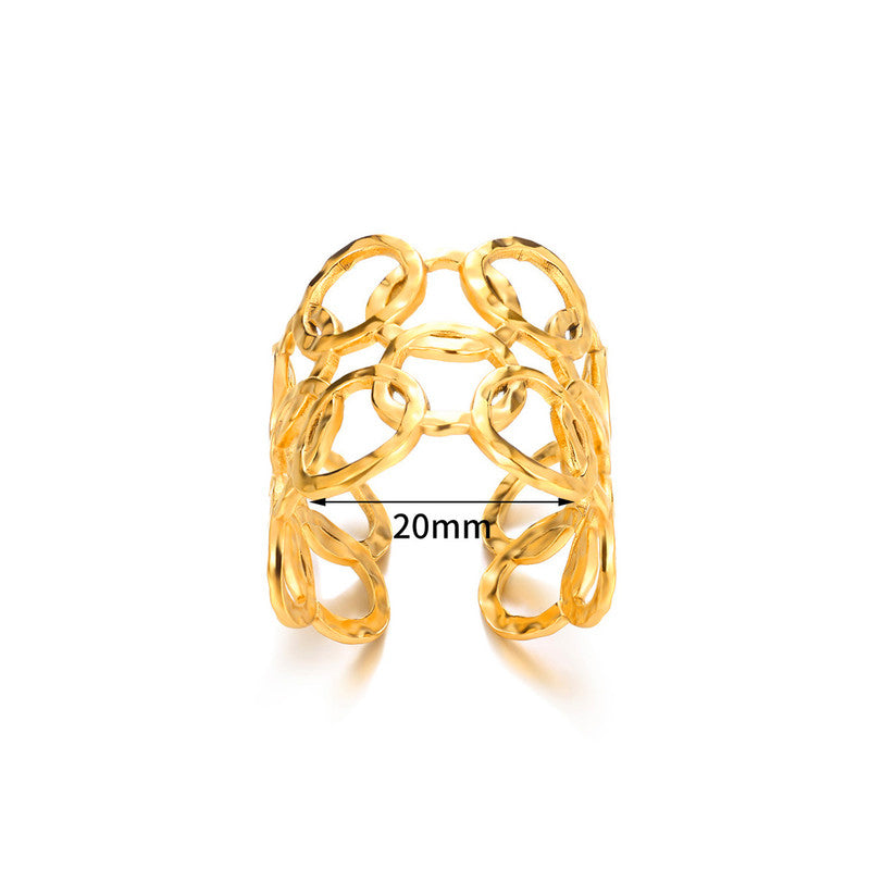 Jewels Galaxy Gold Plated Anti Tarnish Stainless Steel Geometric Adjustable Finger Ring