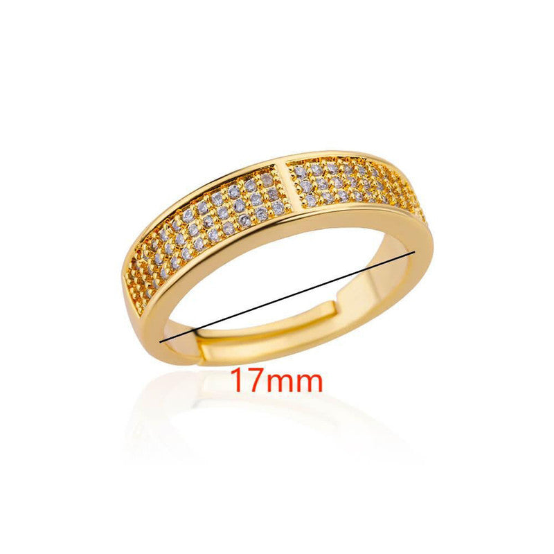 Jewels Galaxy Gold Plated Anti Tarnish Stainless Steel AD studded Adjustable Finger Ring