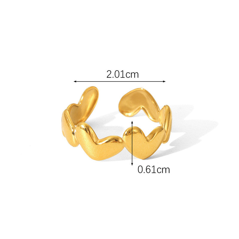 Jewels Galaxy Gold Plated Anti Tarnish Stainless Steel Heart Themed Adjustable Finger Ring